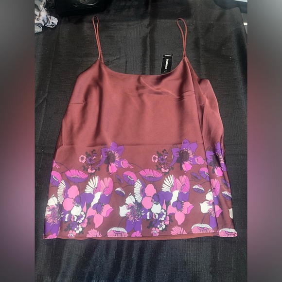 Satin Floral Scoop Neck Downtown Cami - Picture 4 of 9